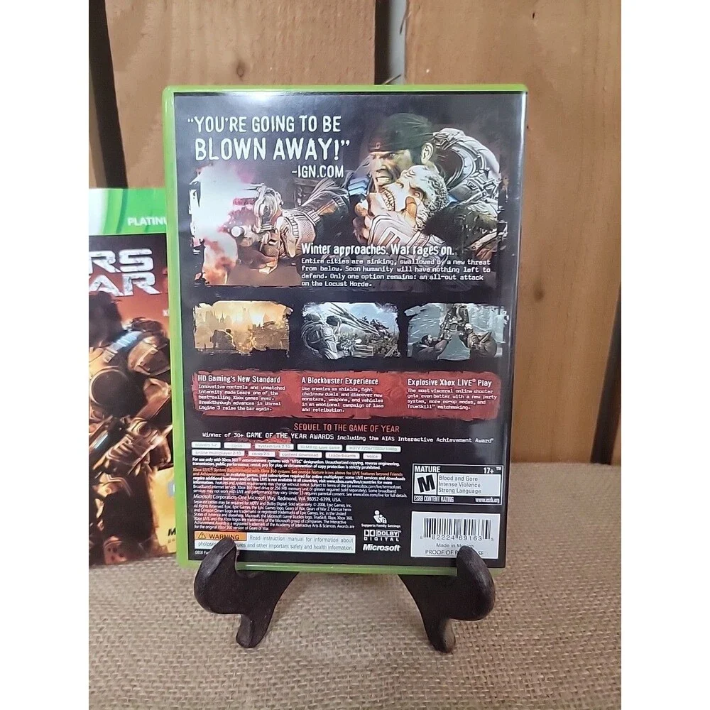 Gears of War 2 (Xbox 360, 2008) Tested and working Very Good Condition